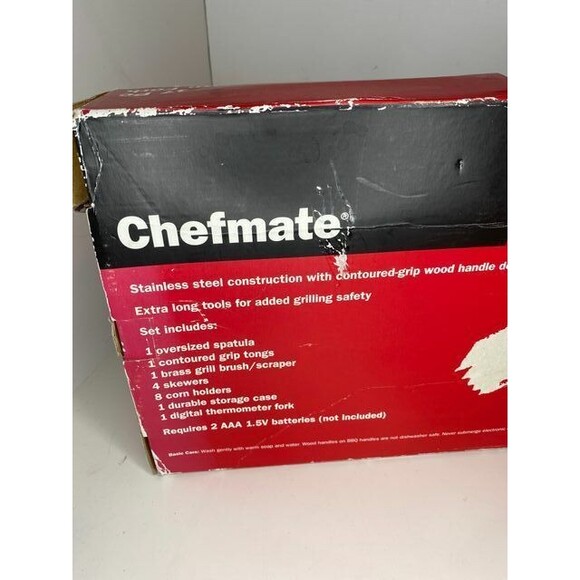 Chefmate 17 Piece Stainless Steel Bbq Tool Set With Digital Thermometer Fork - Picture 10 of 11